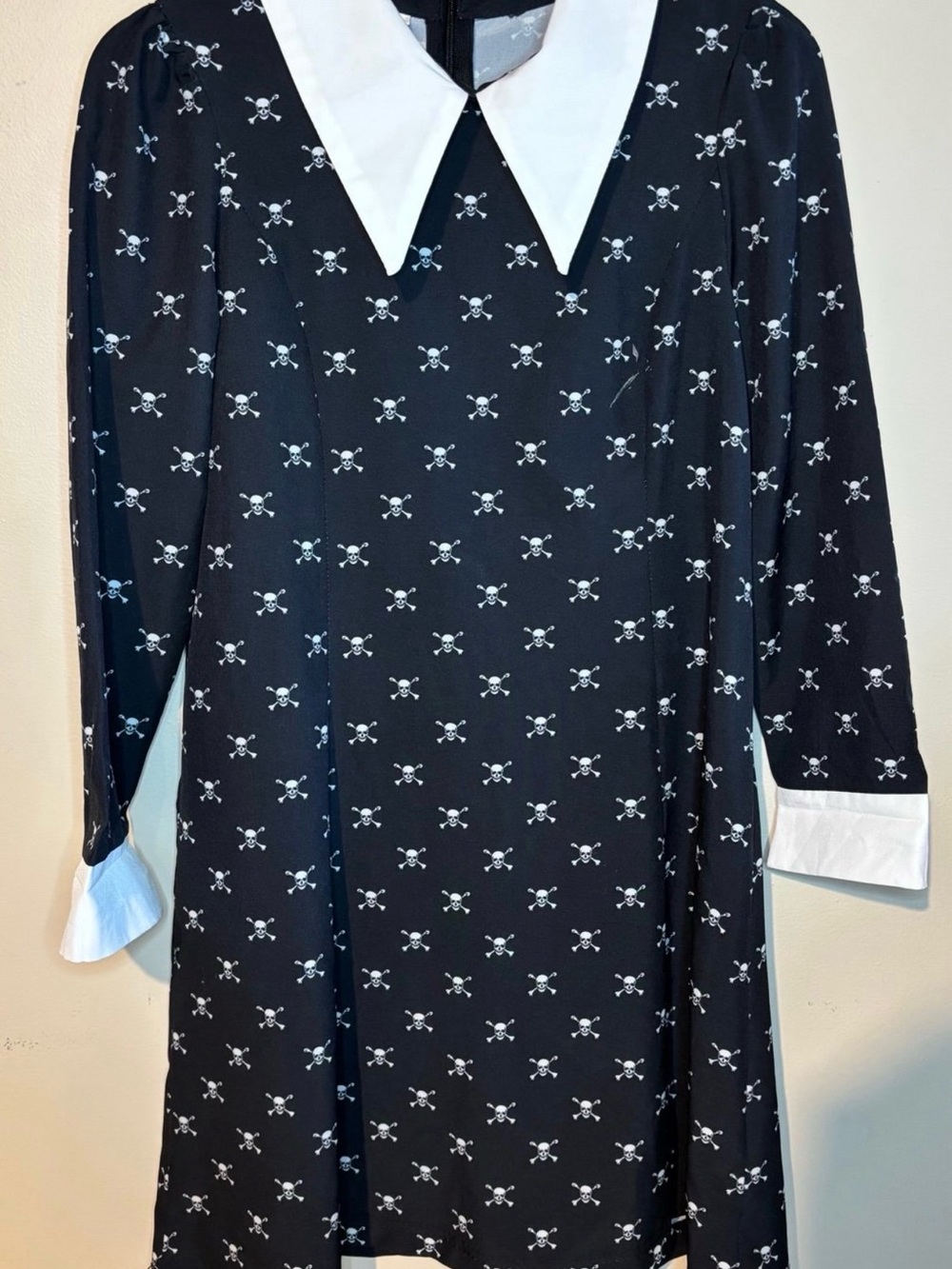 Girls Wednesday Addams Skull Print Halloween Costume Dress Size 8/10